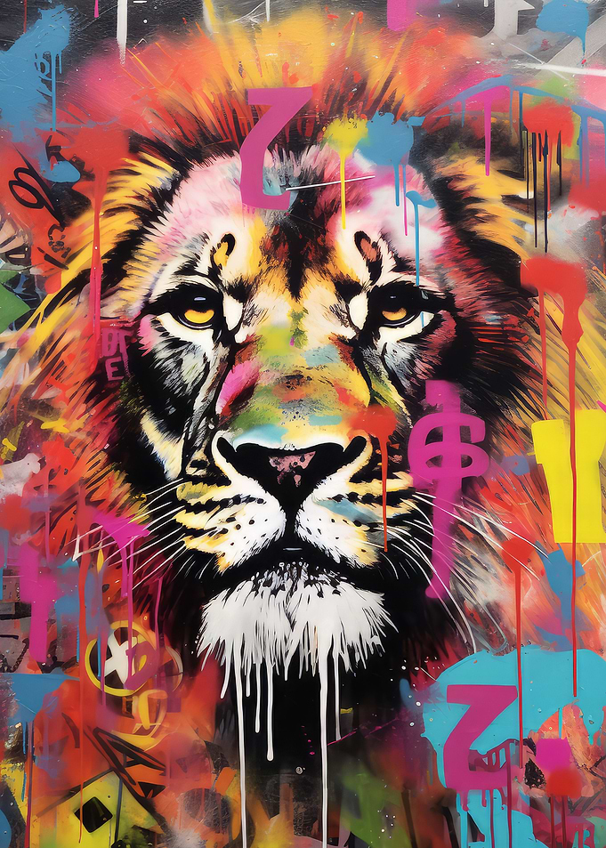 Lion Graffiti Wall Artwork