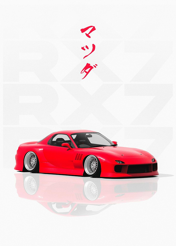 Red JDM Mazda RX7 FD