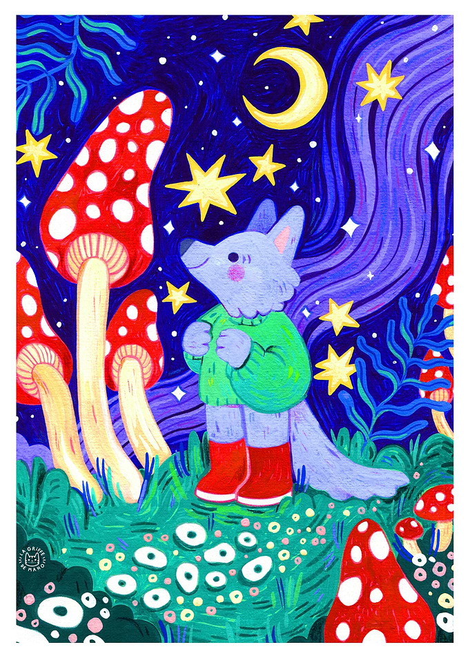 Little Wolf and Mushrooms