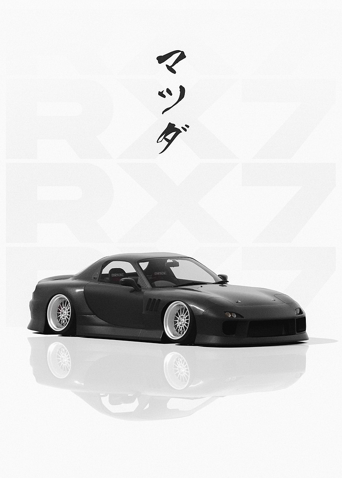 Black JDM Mazda RX7 FD