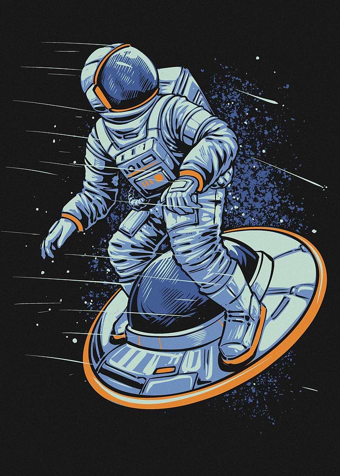 Astronauts Skating on UFO