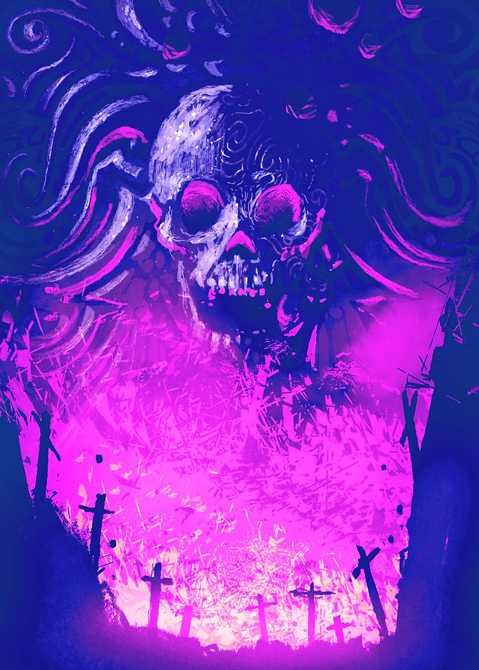 Burning graveyard