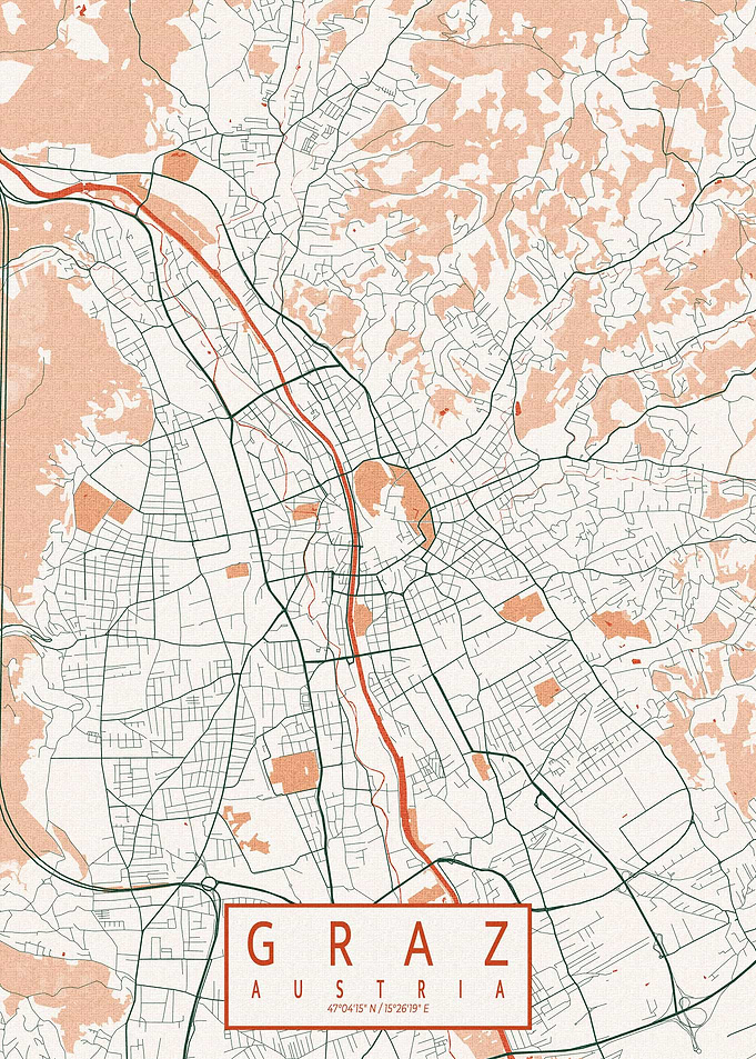 Graz City Map Bohemian