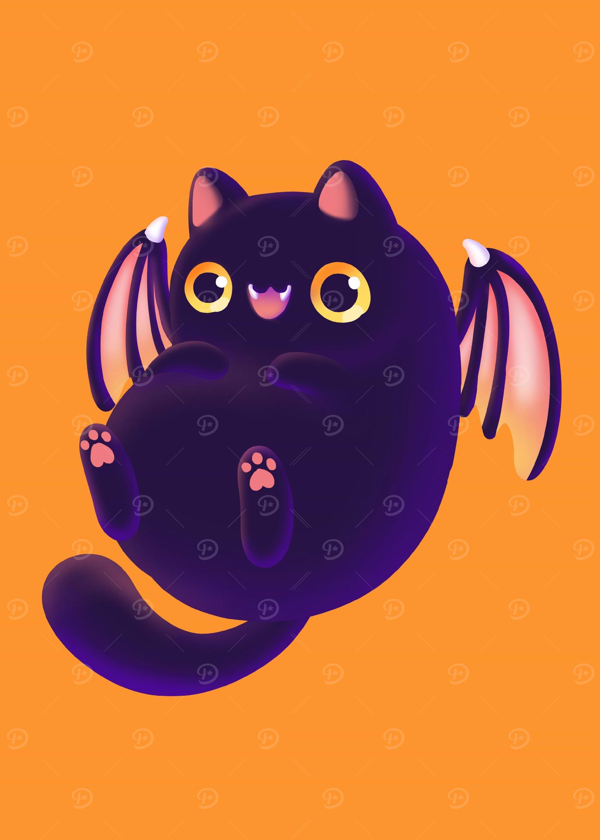 The bat cat in Halloween