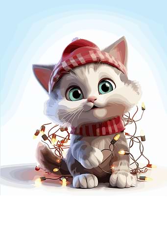 cat in Christmas tree