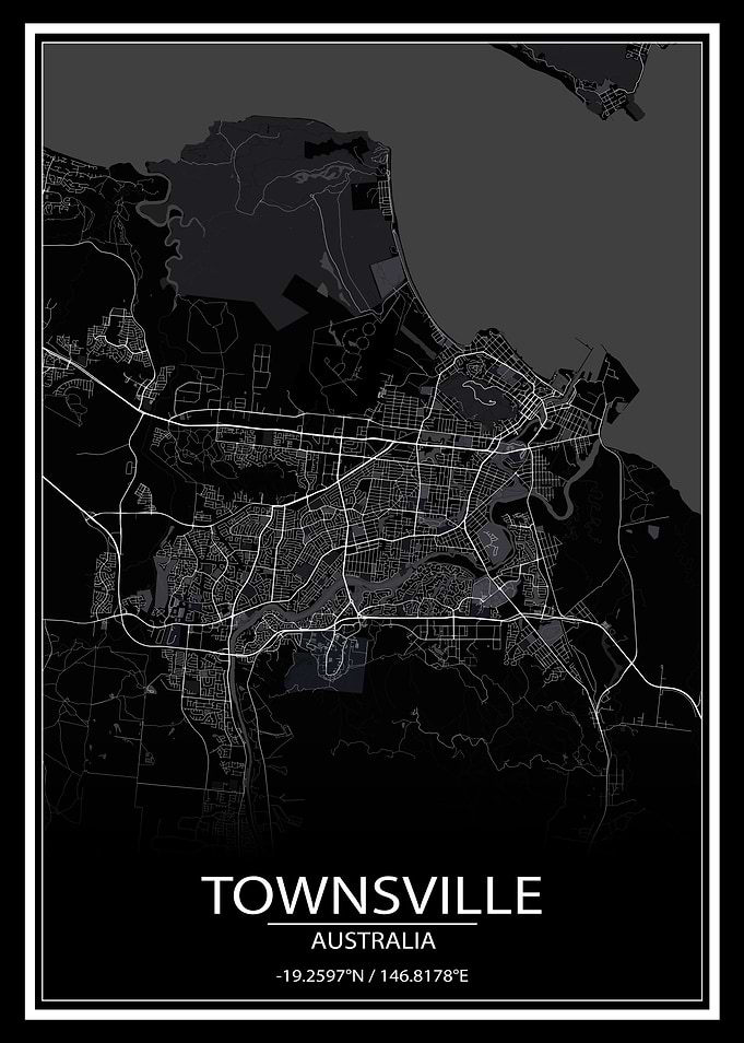 Townsville Black City Map
