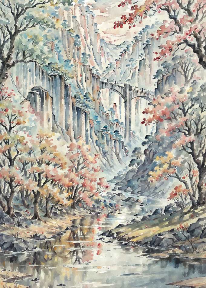 Autumn trees near river