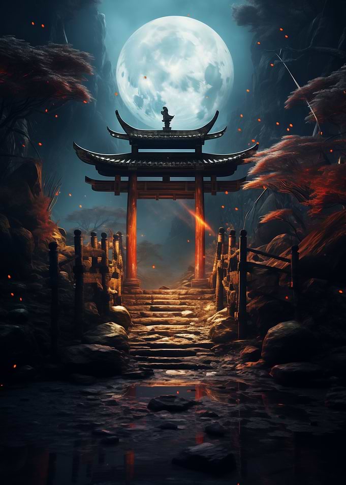 Beautiful Torri Gate Moon