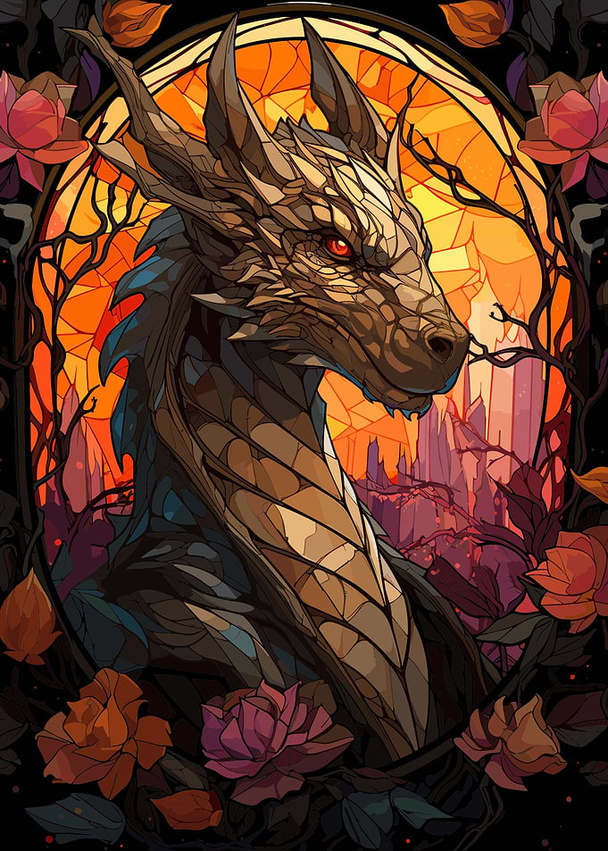 Stained Glass Dragon Bust