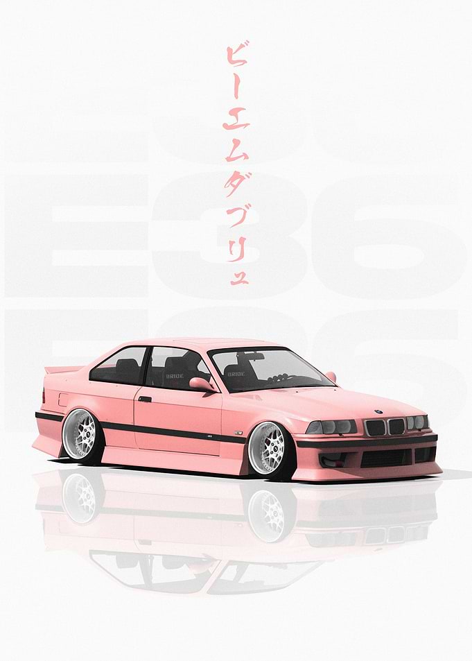 Pink slammed BMW E36 M3