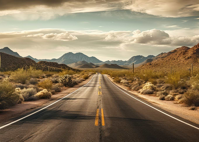 Barren desert road