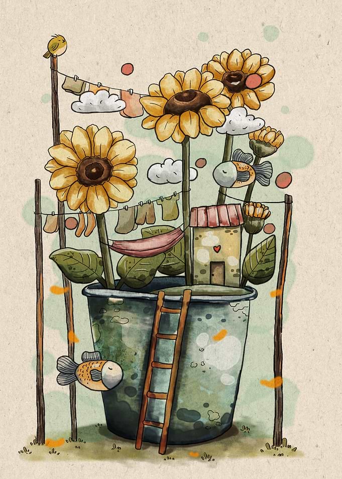 Sunflower in Potted House