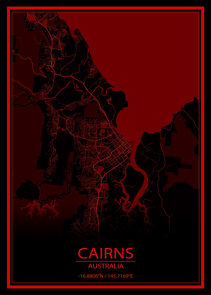 Cairns Red Black City Map