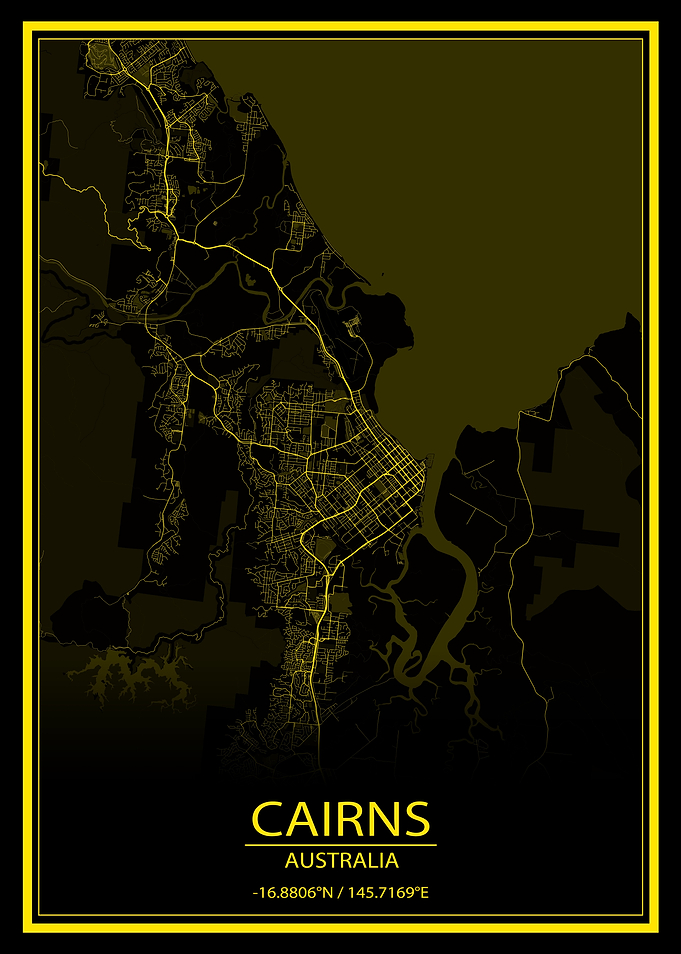 Cairns Yellow Black Map