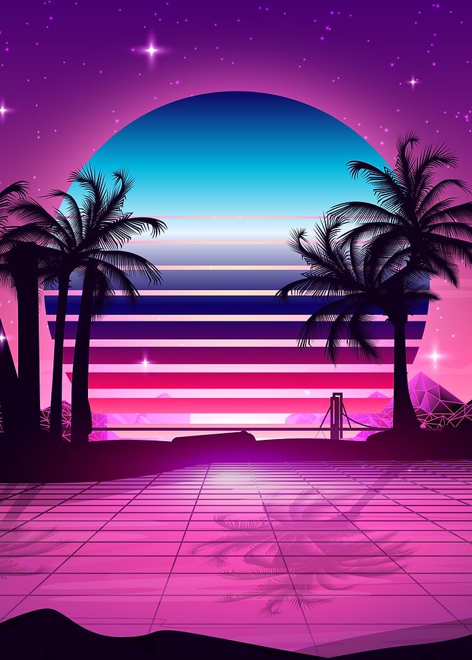 Dreamy Pink Sunset Retro