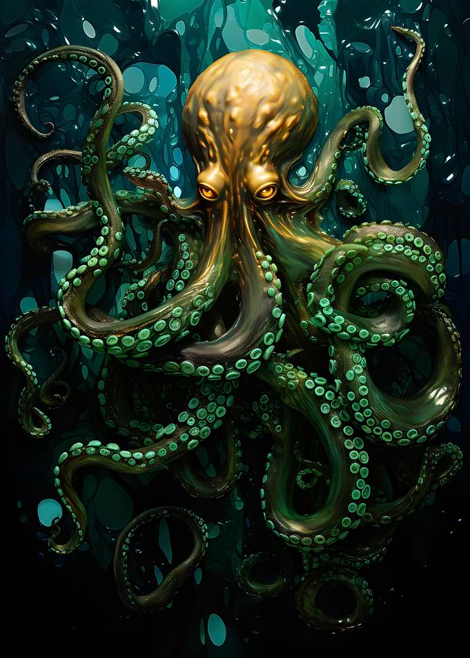 Gold Green octopus