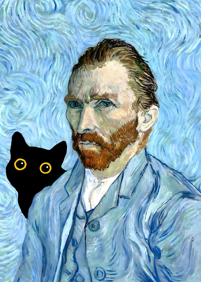 Cute Cat with Van Gogh