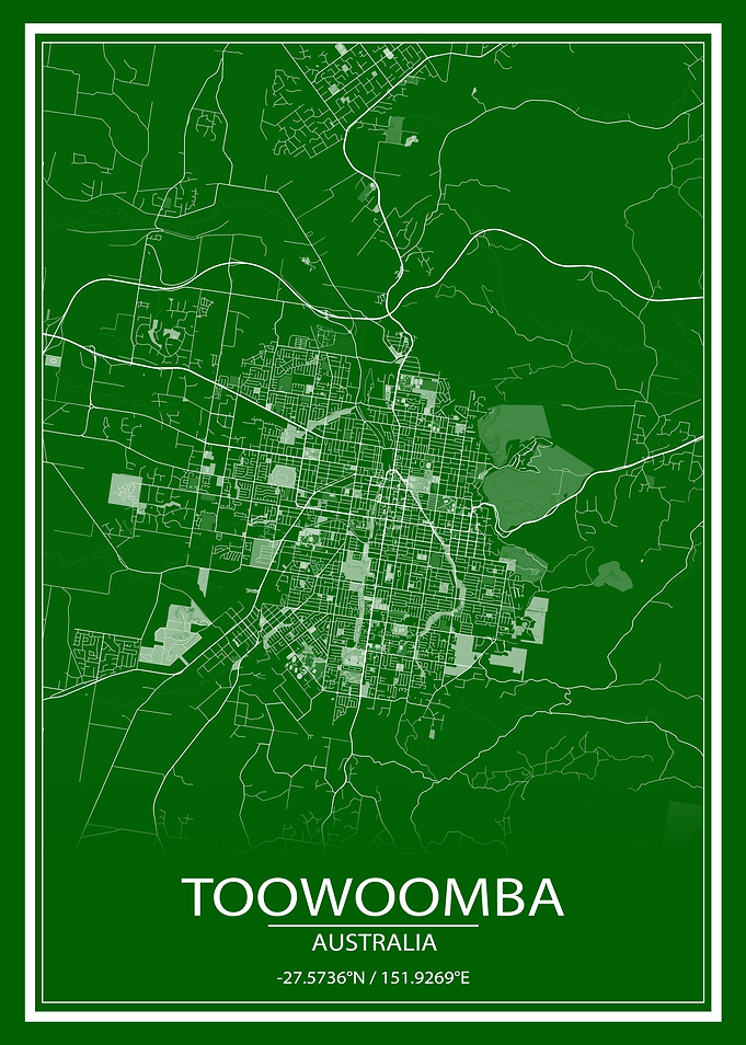 Toowoomba Green White Map