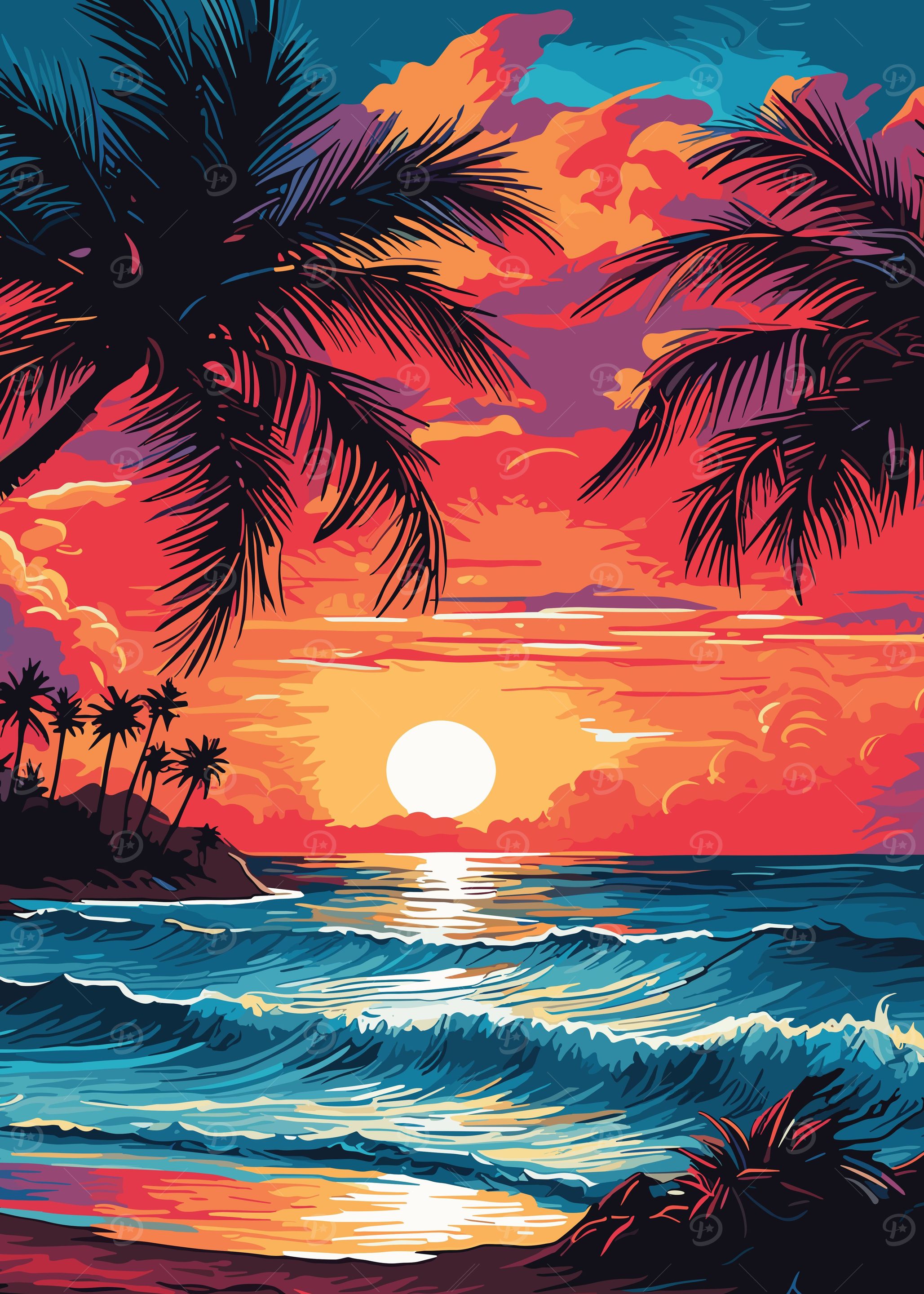 Sunset Beach Landscapes' — Seascapes Posters Printed on Metal by
