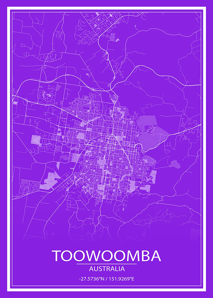 Toowoomba Purple White Map