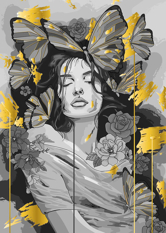 Woman portrait with gold
