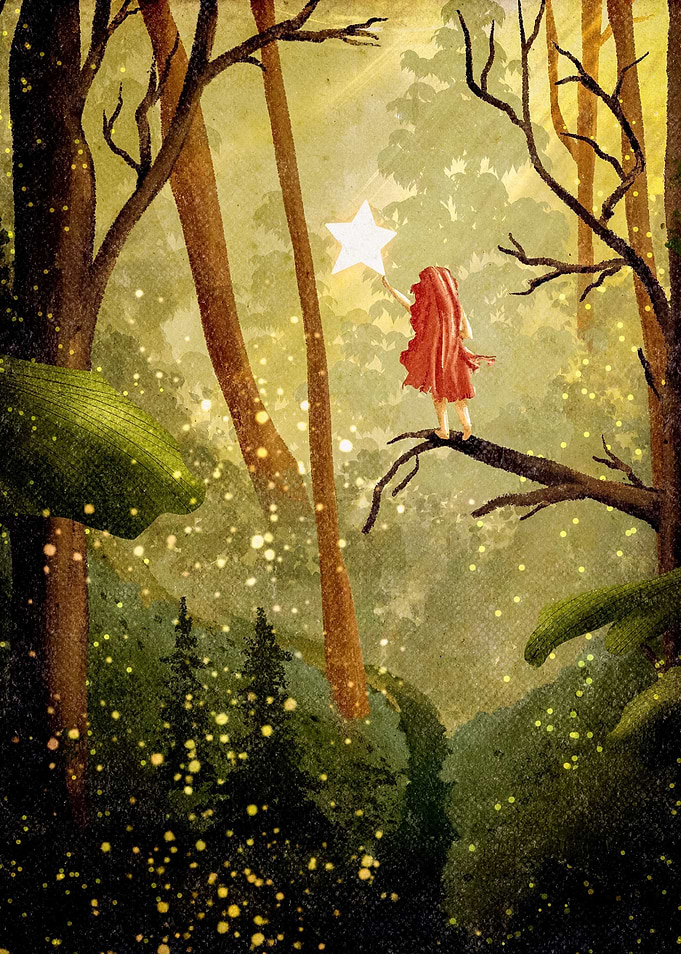 girl picking stars
