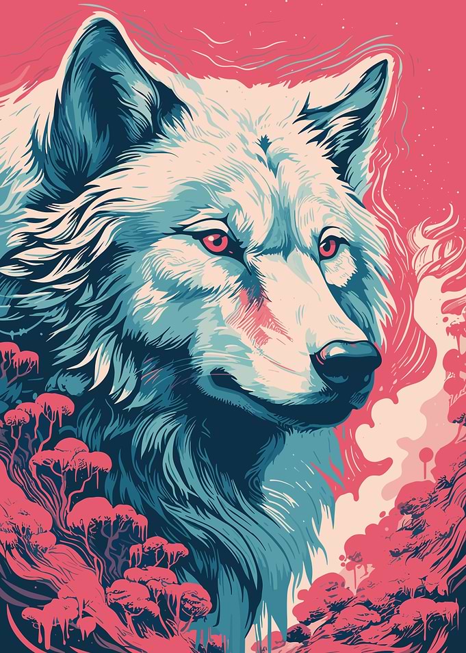 Wolf Risograph Animal