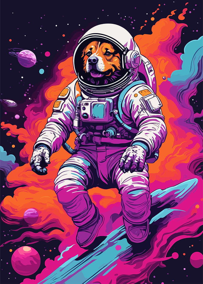 an astronaut with a dogs