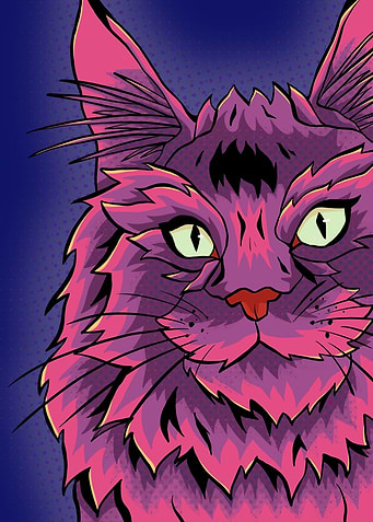 Pink abstract pop art cat