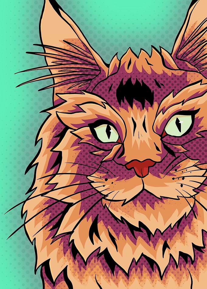 Warm abstract pop art cat