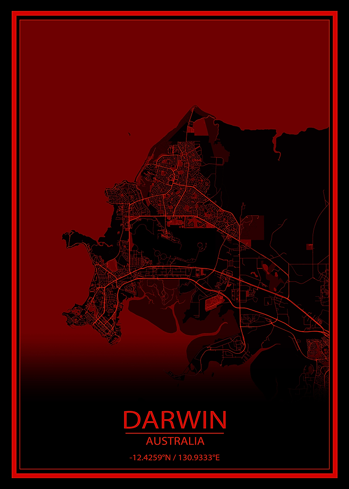Darwin Australia Red Map