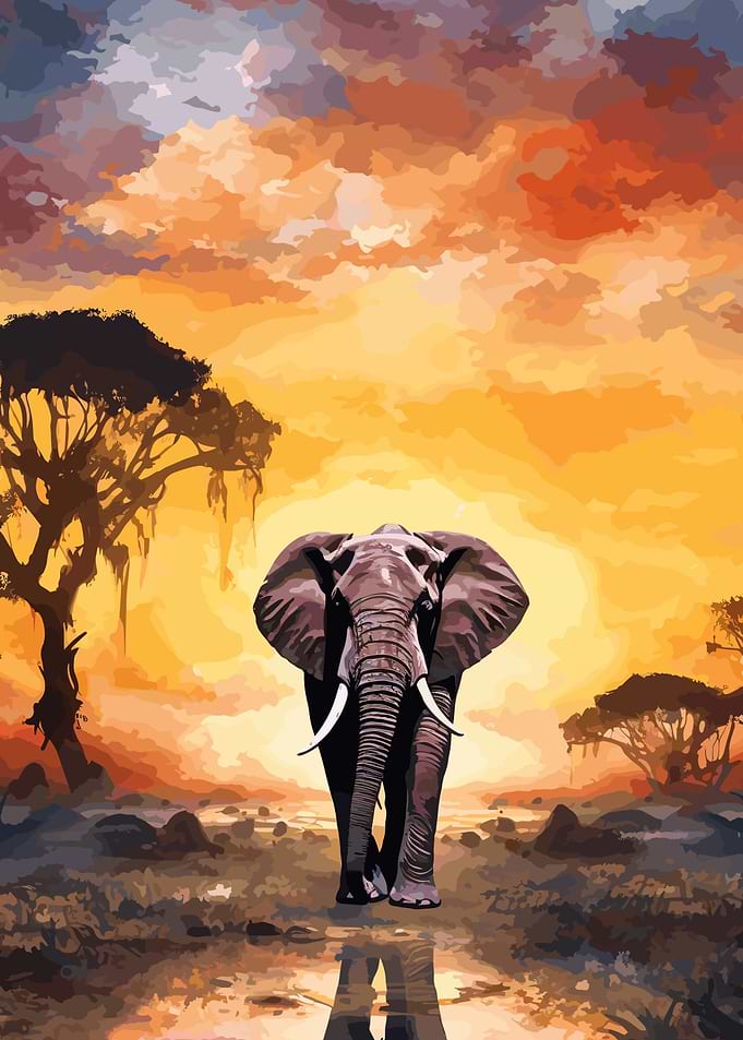 Elephants Africa Sunset
