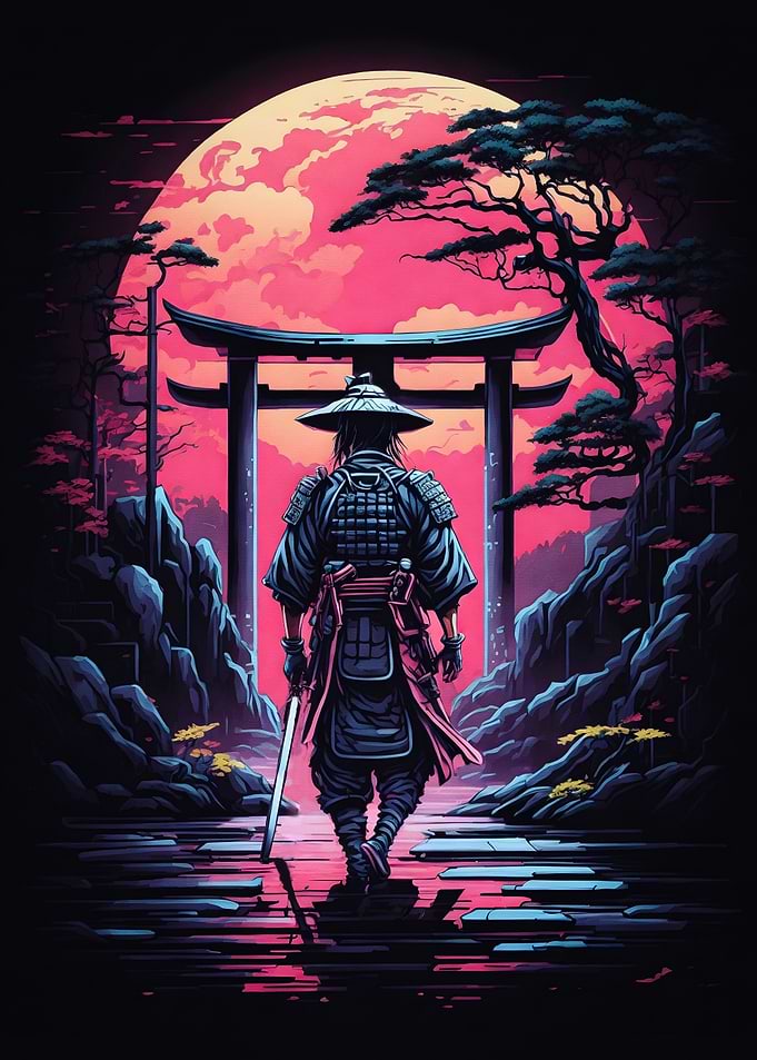Fantasy Samurai Red Moon