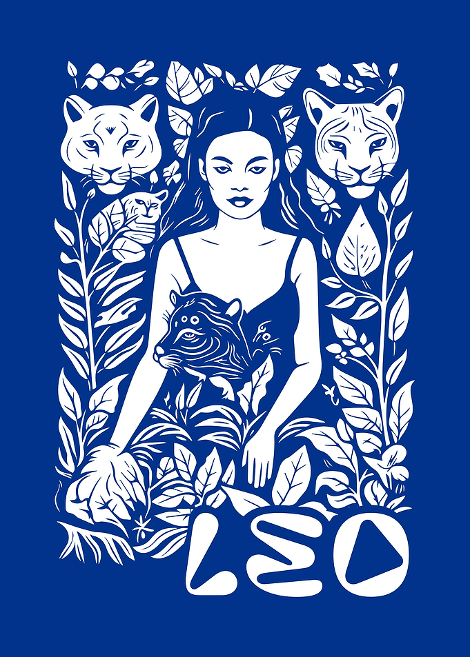 Blue portrait of a Leo