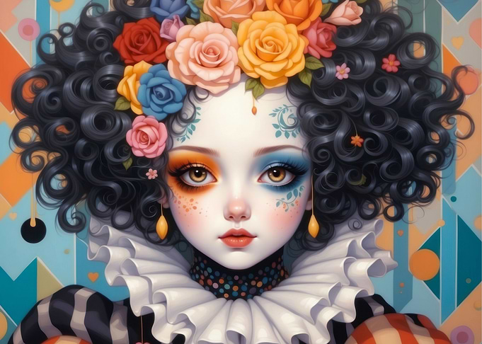 Pretty Clown with Flowers