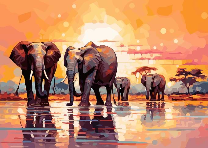 Elephants Africa Sunset