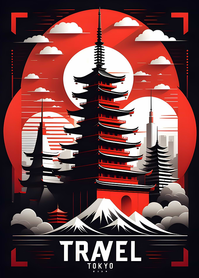 Travel Tokyo Flat Poster