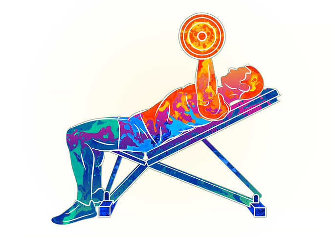 Man training chest with