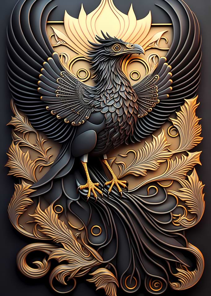 Golden Phoenix God Art
