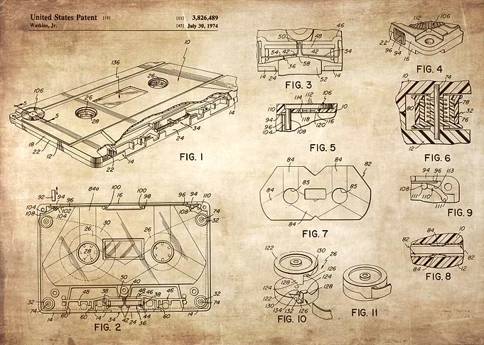 Tape cassette patent print
