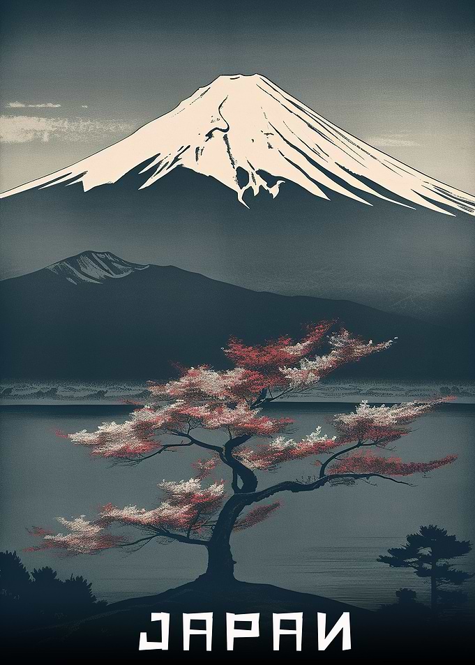 japan fuji vintage poster
