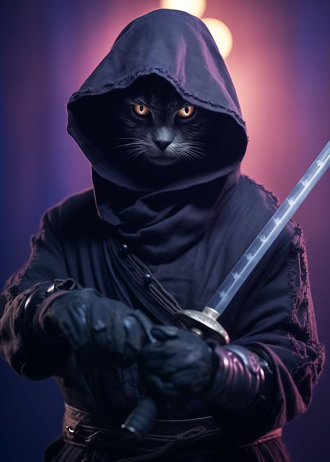 Cat Evil Samurai Sword