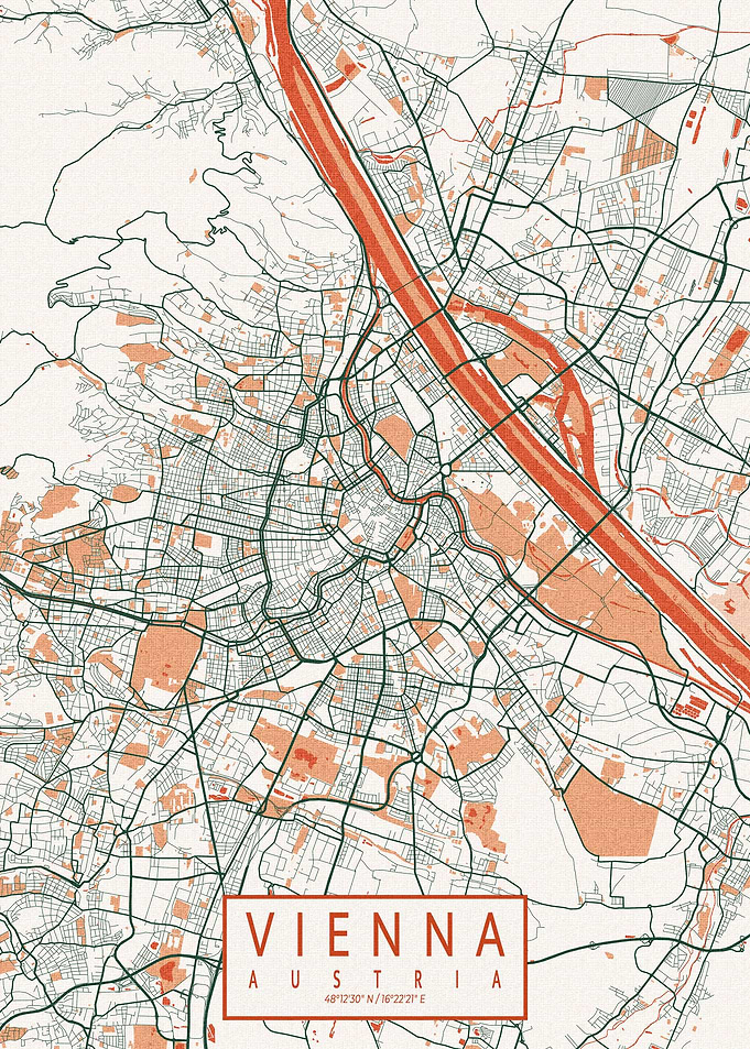 Vienna City Map Bohemian