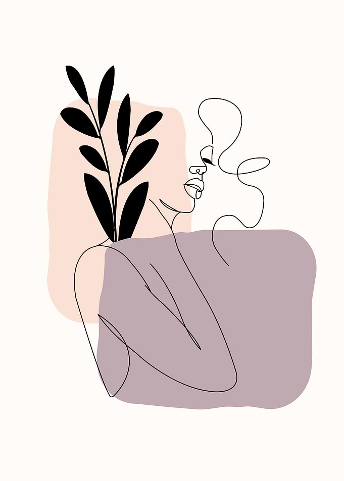 One line portrait woman