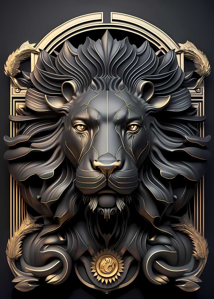 Black Golden Lion Art Deco