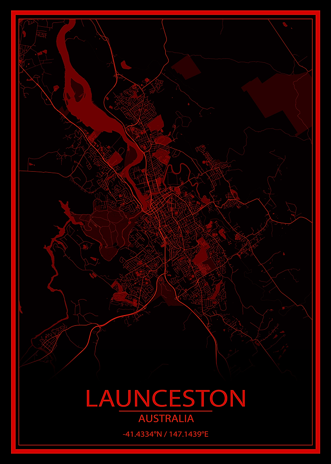 Launceston AU Red City Map