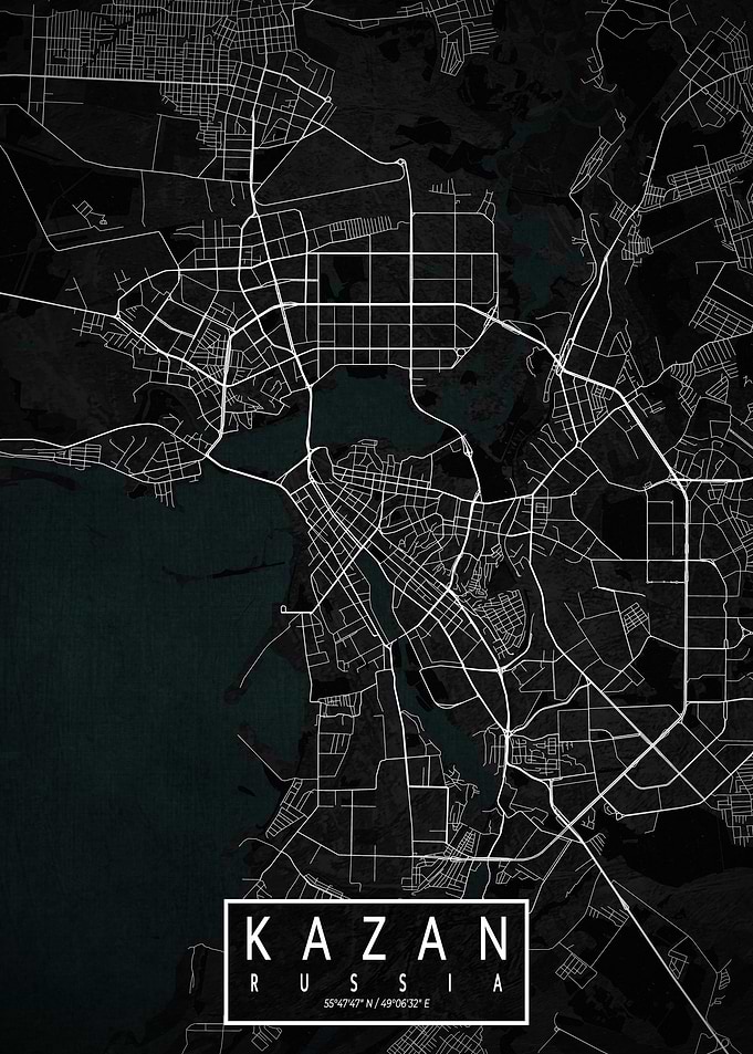 Kazan City Map Dark