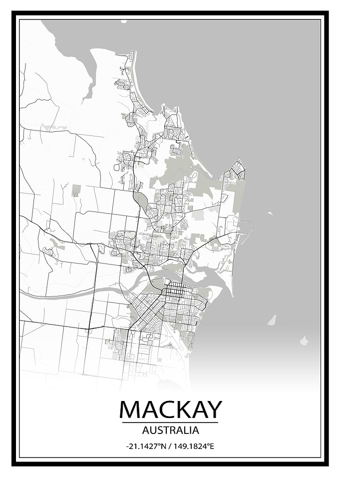 Mackay Australia White Map