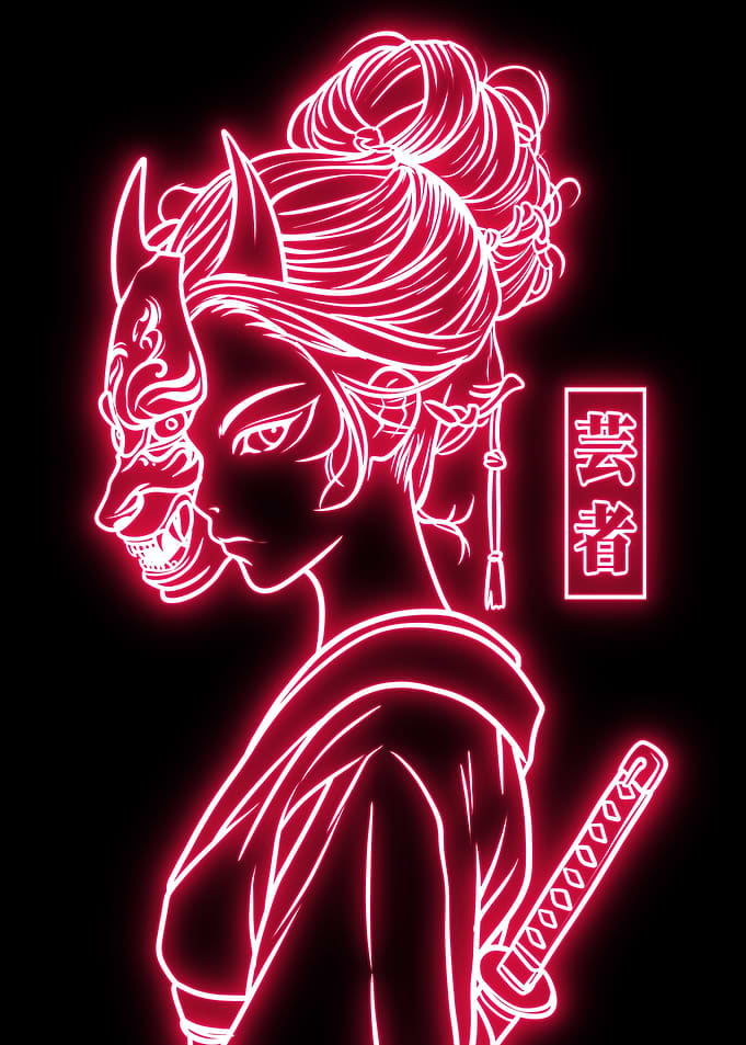 japanese geisha neon