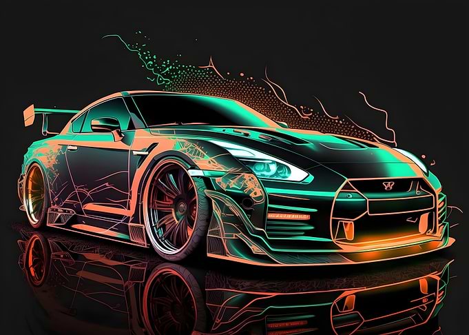 Neon Painted Nissan R35